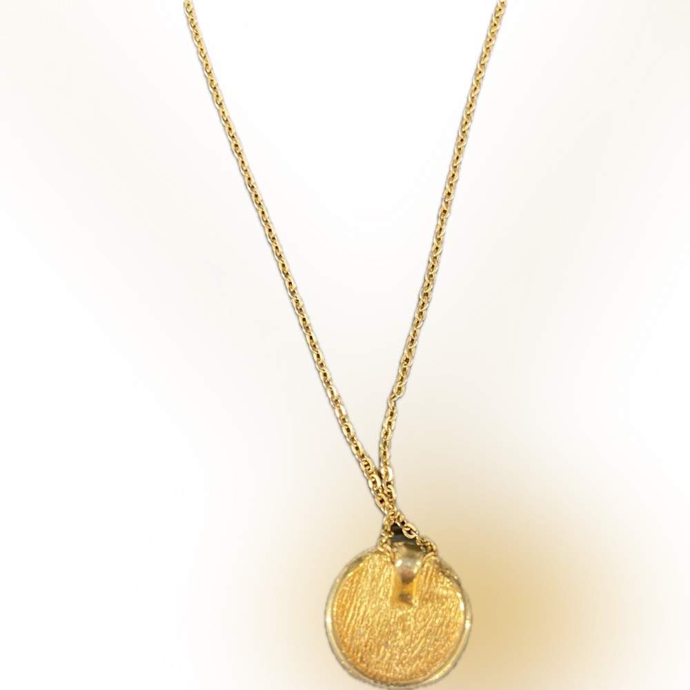 Vintage Christian Dior Gold Plated w/ Rhinestones Pendant and Chain Necklace - Picture 4 of 5